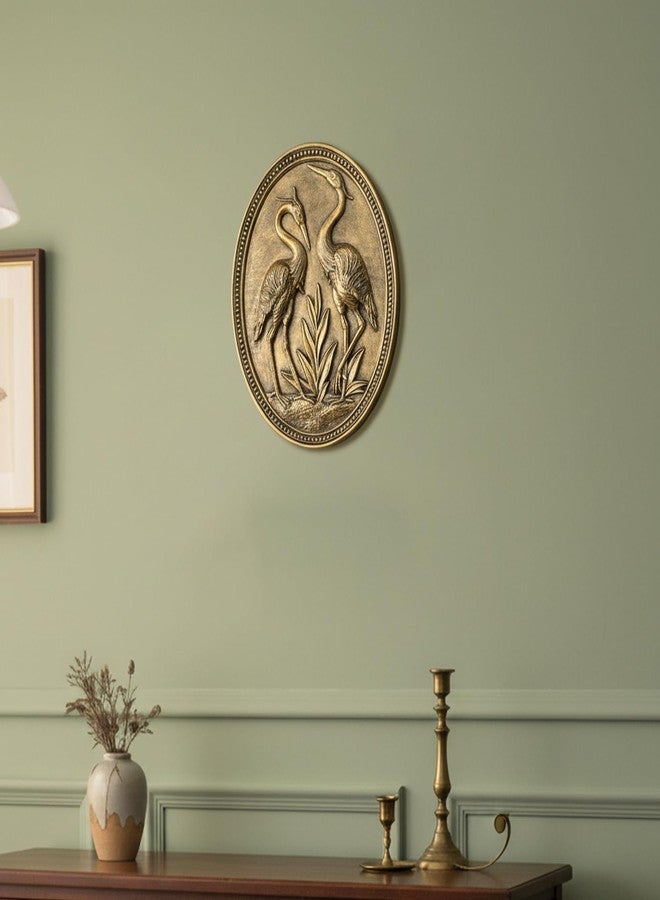 Newinhome منحوتة جدارية عتيقة على شكل طائر الكركي، ديكور جداري عتيق، لوحة جدارية على شكل طائر الكركي، ديكور جداري مرسوم يدويًا بتصميم بارز لزوج من الطيور، ديكور جداري عتيق لغرفة المعيشة، غرفة النوم، غرفة الطعام، الردهة، هدايا الانتقال إلى منزل جديد - Image 5